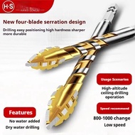 Four-edged sawtooth eccentric drill bit diamond alloy drill bit suitable for drilling tiles, glass, 