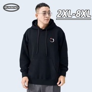 XXL-8XL Fat Man Simple Plus Size Hoodie Men Autumn Casual Loose Long Sleeve Hooded Sweatshirt
