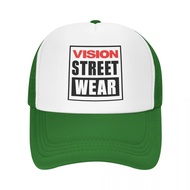 Vision Street Wear logo Adult Grid Net Hat Trucker Men's Women's Flat Brim Baseball Cap High-Stiff Mesh  Adjustable Unis