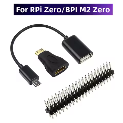 3 in 1 Raspberry Pi Zero Adapter Kit + Micro USB Cable+ Mini HDMI-compatibe Adapter+ GPIO Header for