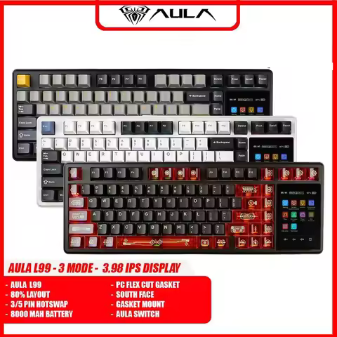 AULA L99 Intelligent Screen Mechanical Keyboard Bluetooth Wireless Tri-mode Night Gaming Laptop Keyb