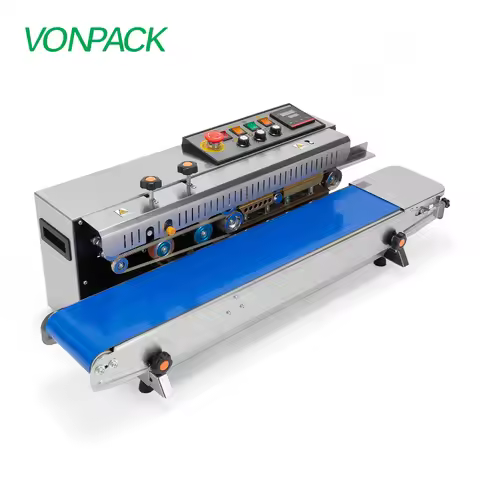 VONPACK FR-1000 Automatic Table Band Sealer Stainless Steel Sealing Machine Continuous Factory Band