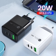 USB Charger Multiple Ports QC3.0 Mobile Phones 20W PD Type c Charger Fast Charging Wall Adapter For Huawei