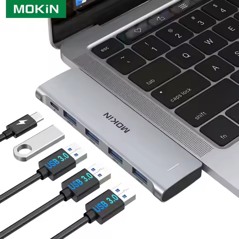 MOKiN 5 in 2 Thunderbolt USB Hub for MacBook Pro Air Hub Adapter USB Type C Docking Station Dual USB