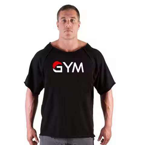 Men's Oversized Shirt Fitness Sport Running T-Shirts Gym TShirts Athletic Loose Tops Tee Summer Cott