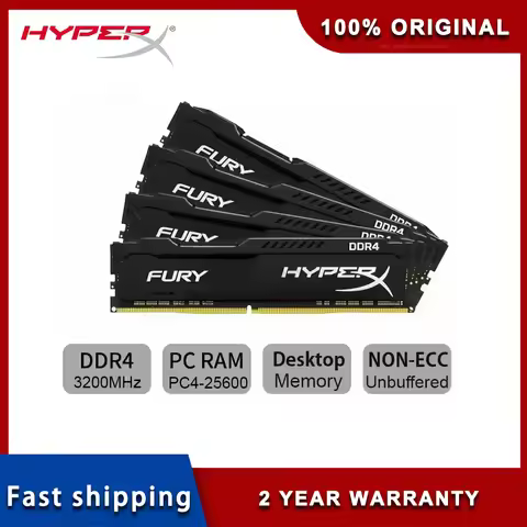 Original HyperX FURY DDR4 PC4-21300 25600 19200 RAM Desktop Memory DIMM 4GB 8GB 16GB 32GB 2133MHz 24