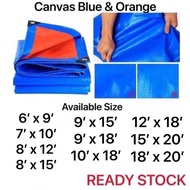CANVAS Blue Orange THICK/TEBAL Canvas Canopy Tarpaulin Flexible Waterproof Sheet/Kanvas Kanopi Biru Oren KalisAir/Khemah