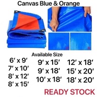 CANVAS Blue Orange THICK/TEBAL Canvas Canopy Tarpaulin Flexible Waterproof Sheet/Kanvas Kanopi Biru 