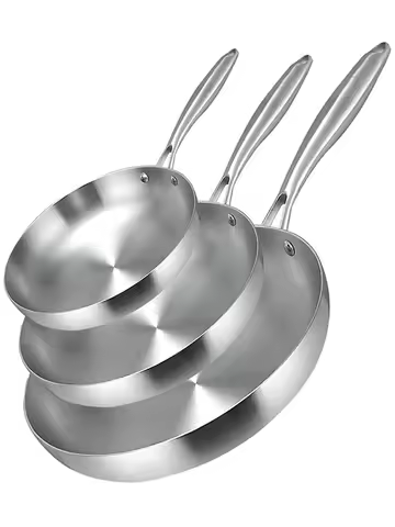 304 Stainless Steel Frying Pan, NonStick Pan Fried Steak Pot Uncoated Kitchen Cookware For Gas Stove