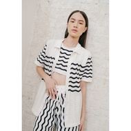 [Garansi] Eesome Vague Knit Bra Top Black-White