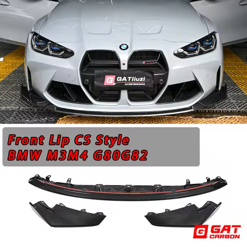 For BMW G80 G81 M3 G82 M4 2021-IN CS Style Front Lip Real Dry Carbon Fiber Body Kit Splitters Bumper