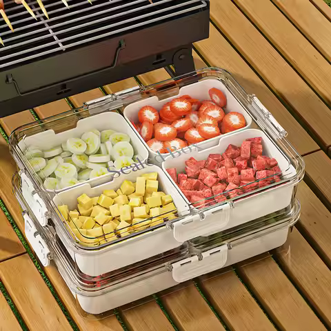 Portable fresh-keeping lunch box for outdoor camping and picnics – fruit & food compartment containe
