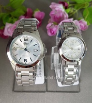 Win Watch ShopCasio Standard นาฬิกาคู่รัก ชาย-หญิง รุ่น MTP-1215A-7A  LTP-1215A-7A สายสแตนเลส รุ่นขา