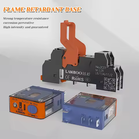 LANBOO Narrow Type Relay Base LBJ13A Series Precision Manufacturing 5 pin 1NO1NC 8 pin 2NO2NC For DC