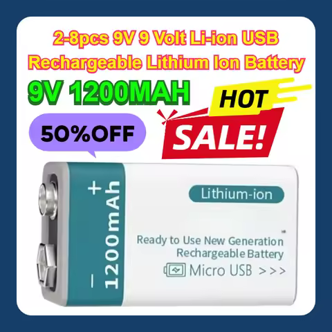 9V 1200MAH 2-8pcs 9V 9 Volt Li-ion USB Rechargeable Lithium Ion Battery