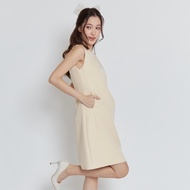 Miss Office (Best Seller) เดรสแขนกุด แต่งกระเป๋าข้าง MD-002 (ความยาว 36 นิ้ว)