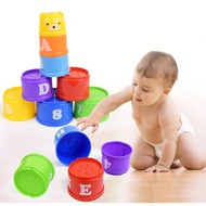 Ready stock Stack & Nest Plastic Cups Rainbow Stacking Tower Educational Stackin