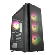 【Superchannel 視博通】SW300(B) 電腦機殼/黑/ARGB風扇*4/TYPE-C/直立顯卡/E-ATX