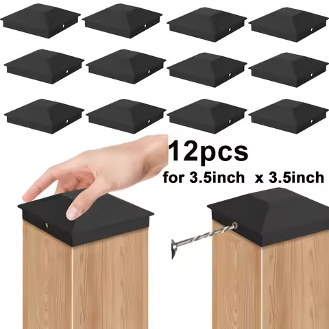 12ppcs 4X4(3.5in x 3.5in) Wood Fence Post Caps PP Plastic Water-Proof UV-Proof Post Caps Keep Post f