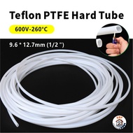 PTFE Tube 600V Teflon PTFE Hard Tube Milky White Polytetrafluoroethylene Tube 9.6*12.7mm (1/2") Insu