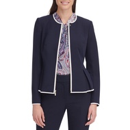 Women's Peplum Collarless Zip Front Blazer Jacket