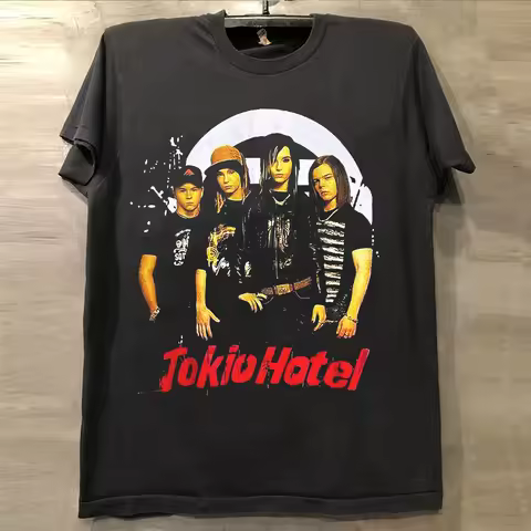 Tokio Hotel Tokyo Rock Band Short Sleeve T-Shirt Hiphop Portrait Brand Heavy Cotton T-Shirt