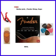 Fender Acoustic Guitar Strings With Free Pick/ Fender Strap and Capo