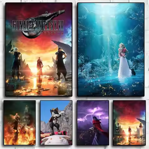 GAME Final F-Fantasy VII R-Rebirth Exquisite and stylish themed posters sticker, suitable for decora