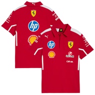 2025 Newest F1 Racing Suit + Scuderia Ferrari 2025 F1 Team Polo Shirt + Summer Men&Women Short Sleev