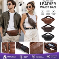 ANVCO Waist Bag PU Leather Casual Wear Motorcycle Accessories Pouch Bag Men Beg Pinggan Lelaki Push 