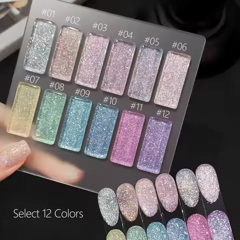 TC 2026 New 12 Color Popular Dream Fine Glitter Nail Oil Glue Nail Shine Shiny, No Gray, Whitening, 