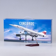 *𝙁𝙍𝙀𝙀 𝙆𝙀𝙔𝘾𝙃𝘼𝙄𝙉*50cm 1:125 British Airways Concorde Airliner with Light and Wheel Replica Collectible