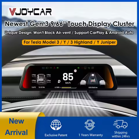VJOYCAR Newest Gen.3 9.66 inches Instrument Display for New Model Y Juniper Dashboard with Air Outle