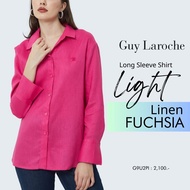 GuyLaroche womansshirt LightLinen เสื้อเชิ๊ตผู้หญิง แขนยาว สีชมพู G9U2PI