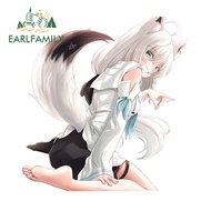 ☞EARLFAMILY 13cm x 12.4cm for Hololive Shirakami Fubuki Car Stickers Furry Fashionable WaterproasBO