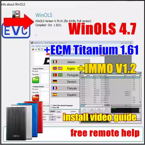 Newest WinOLS 4.7 VMware With Plugins +Damos Files+ECM TITANIUM 26100 Drivers+immo service tool v1.2