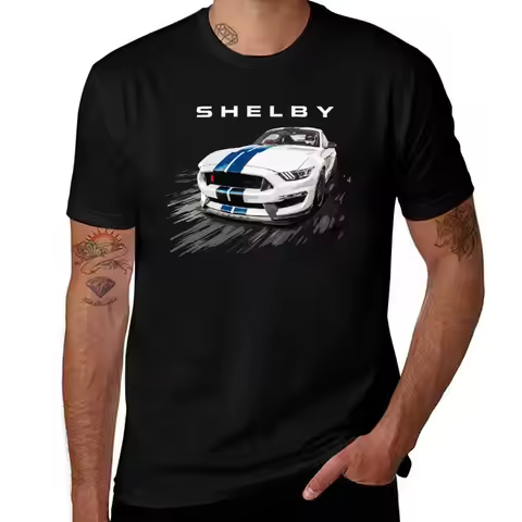 Mustang Shelby Cobra GT350 GT500 HERITAGE EDITION T-Shirt funny shirt cotton blue lock clothing for