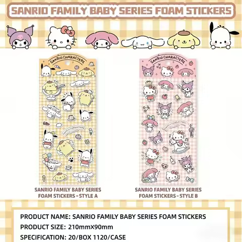 Genuine Sanrio Journal Stickers Hello Kitty Cinnamoroll My Melody Kuromi Cute 3D Bubble PVC Decals H