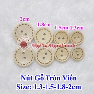 Cream brown wooden buttons with round edges, wooden buttons in many sizes