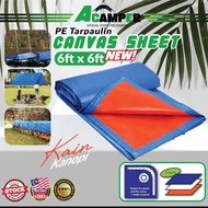 6' x 6' Multipurpose Waterproof PE Tarpaulin Canvas Sheet Truck Cover Canvas Canopy Kain Kanvas Khemah Kanopi Kolam Lori