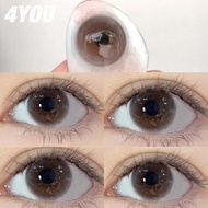 Graded 0~-8.00 (COD&Free gift) 4YOU 2Pcs Big Eyes Brown Gray Colored Contact Lens Natural Lens Soft 