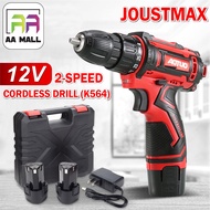 AA MALL JOUSTMAX 12V Cordless Drill Mini Screwdriver Double Speed Two Lithium-Ion Battery Drill - K5