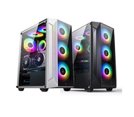 KENLEI KEYTECH T1000 ATX Tempered Glass Midtower Desktop PC Gaming Case Fans Black | White