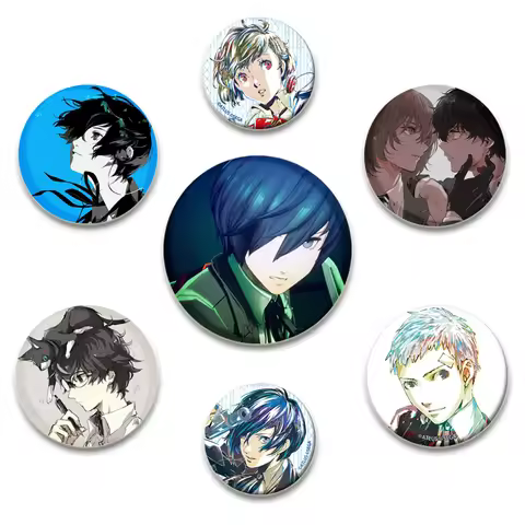 Persona 3 Game Brooches Takeba Megami Yuuki Tensei Makoto Round Brooch Cartoon Badge for Backpack Ha