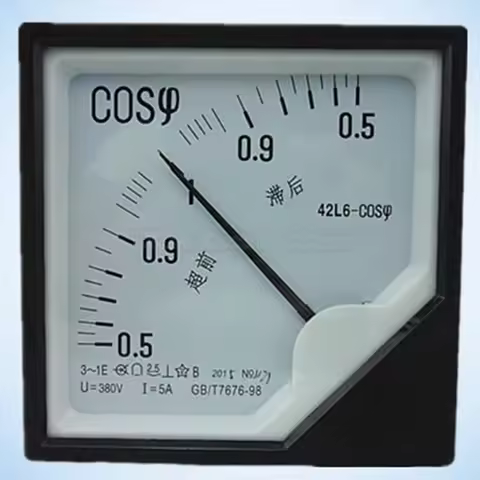 High Quality 42L6 COS 5A 220V 380V AC Pointer Type Power Factor Meter 120mmX120mm With Two Years War
