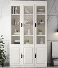 （支持定制）北歐簡約書櫃現代臥室帶書架書櫃組合一體櫃帶櫃桶儲物櫃120CM六門書櫃