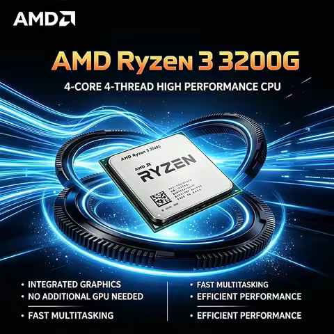 AMD Ryzen 3 3200G Processor 4-Core 4-Thread 3.6GHz Base 4.0GHz Max Boost AM4 Socket L3 Cache 65W TDP