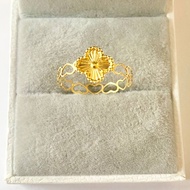 Pawnable 18K Gold Thin Clover Full Hollow Heart Ring 18K Gold Ring