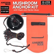 Anchor-Man Anchors | Folding Kayak Grapnel Anchor, 8LB Mushroom Anchor, Complete Jet Ski Anchor Kit 