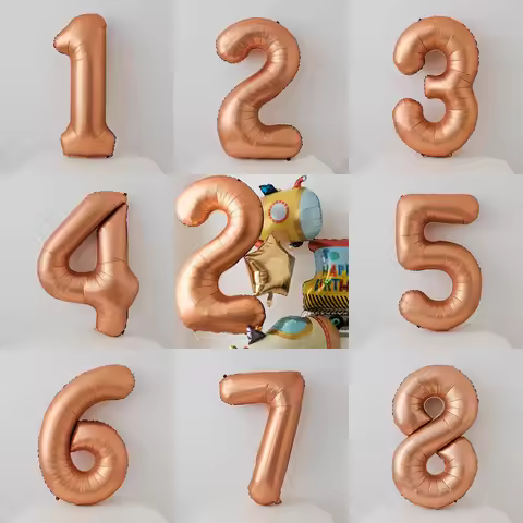 40 Inch Retro Orange Number Aluminum Film Balloon 1st 2nd 3rd Birthday Party Decoration Kids Baby Sh